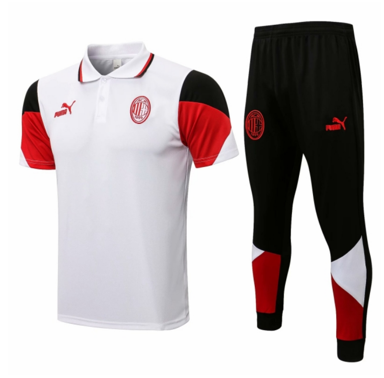 2021/22 AC Milan White Polo Kits Shirt with Pants